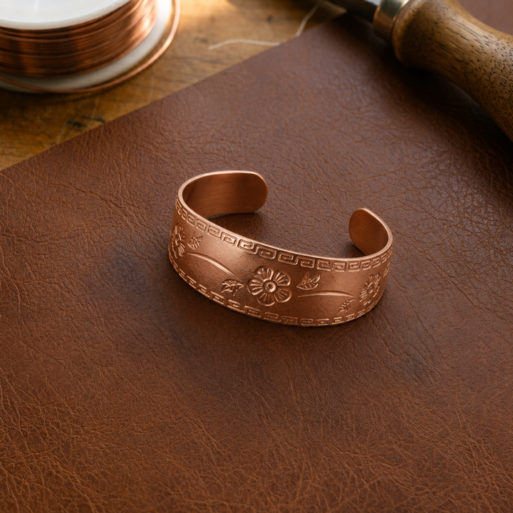 Gina's Fret Copper Bracelet