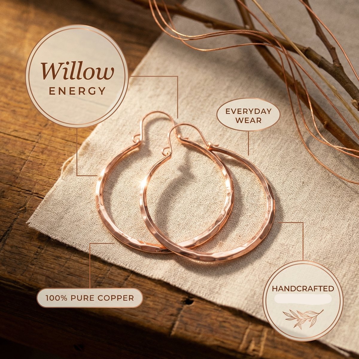 Gina's Willow Copper Earrings