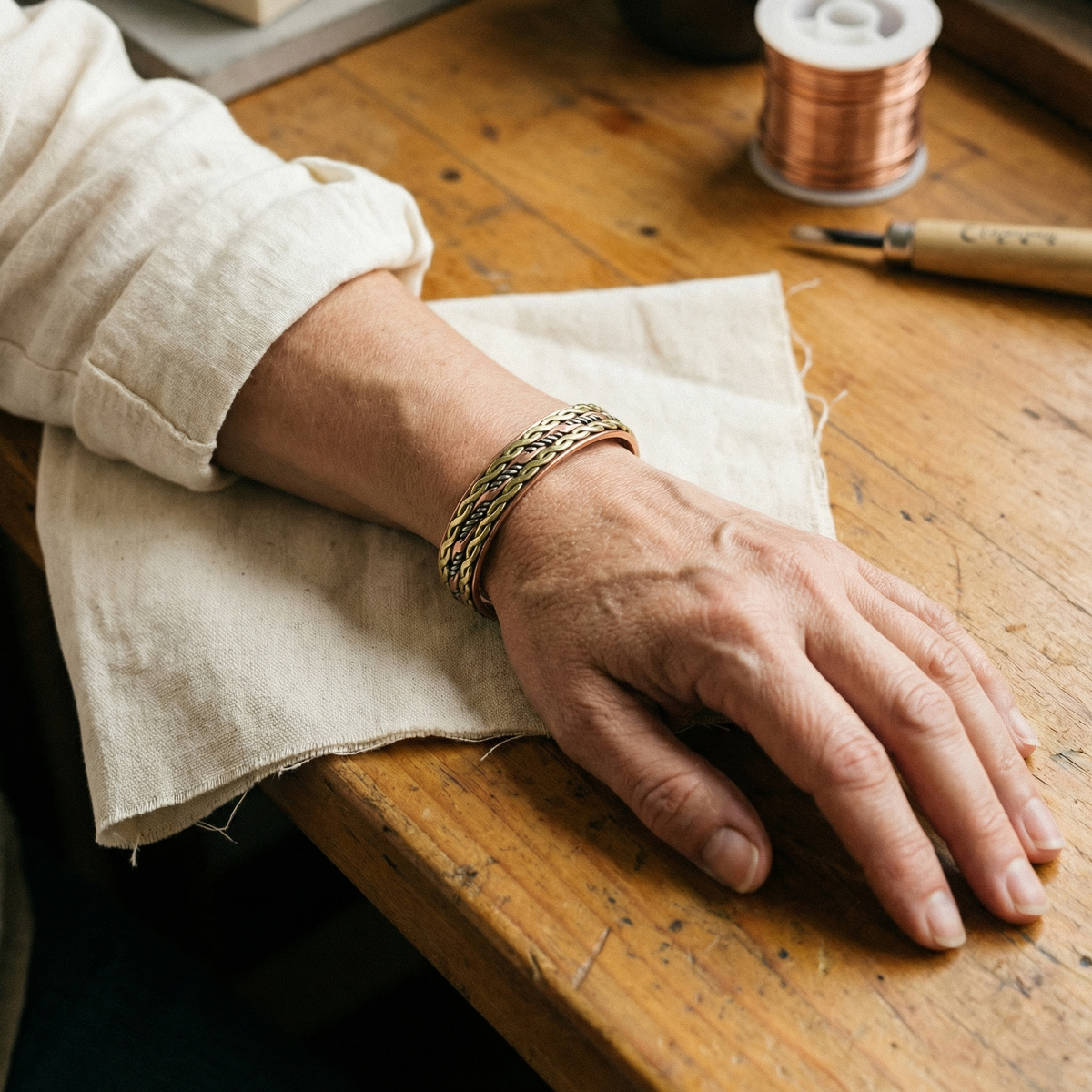 Gina's Weave Copper Bracelet