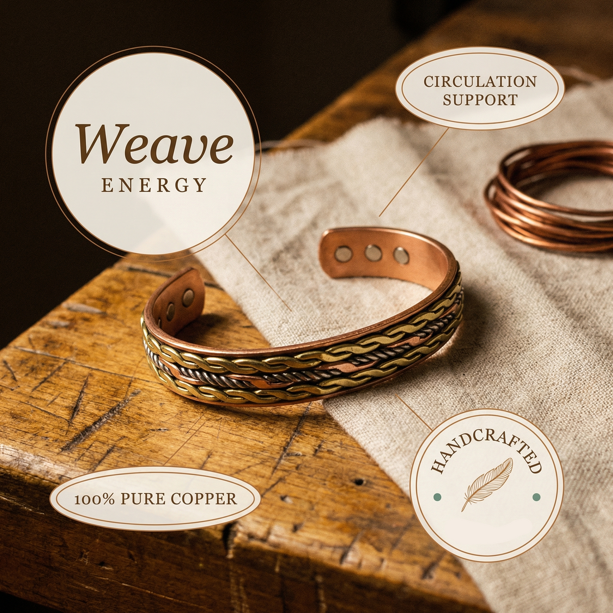 Gina's Weave Copper Bracelet