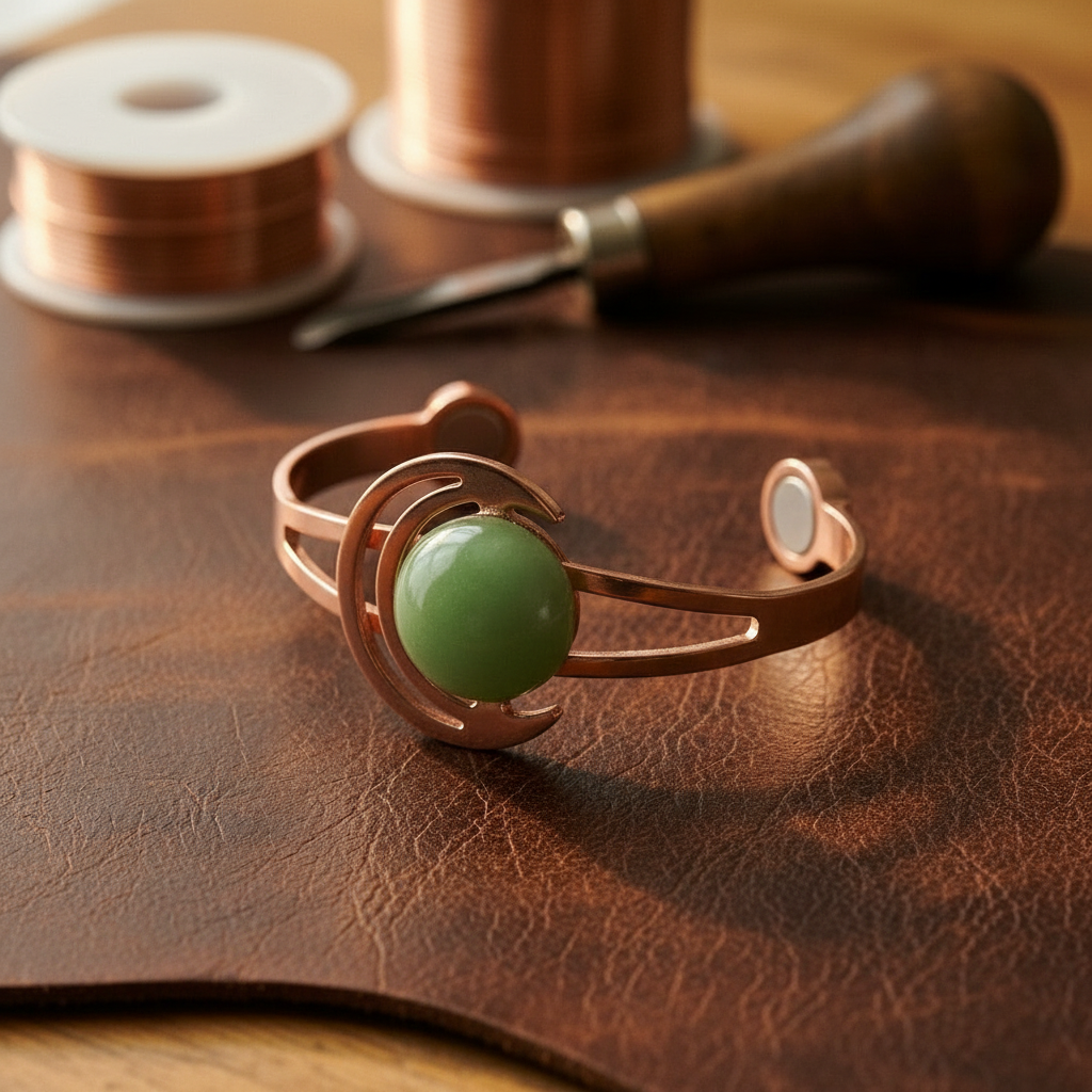 Gina's Sphere Green Copper Bracelet