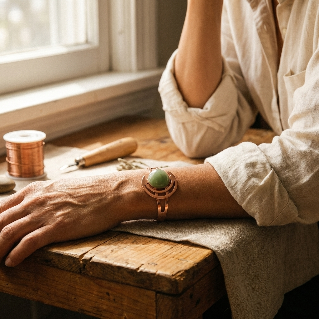Gina's Sphere Green Copper Bracelet