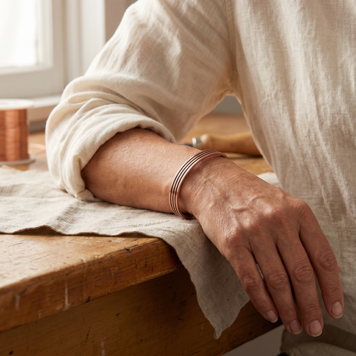 Gina's Sage Copper Bracelet