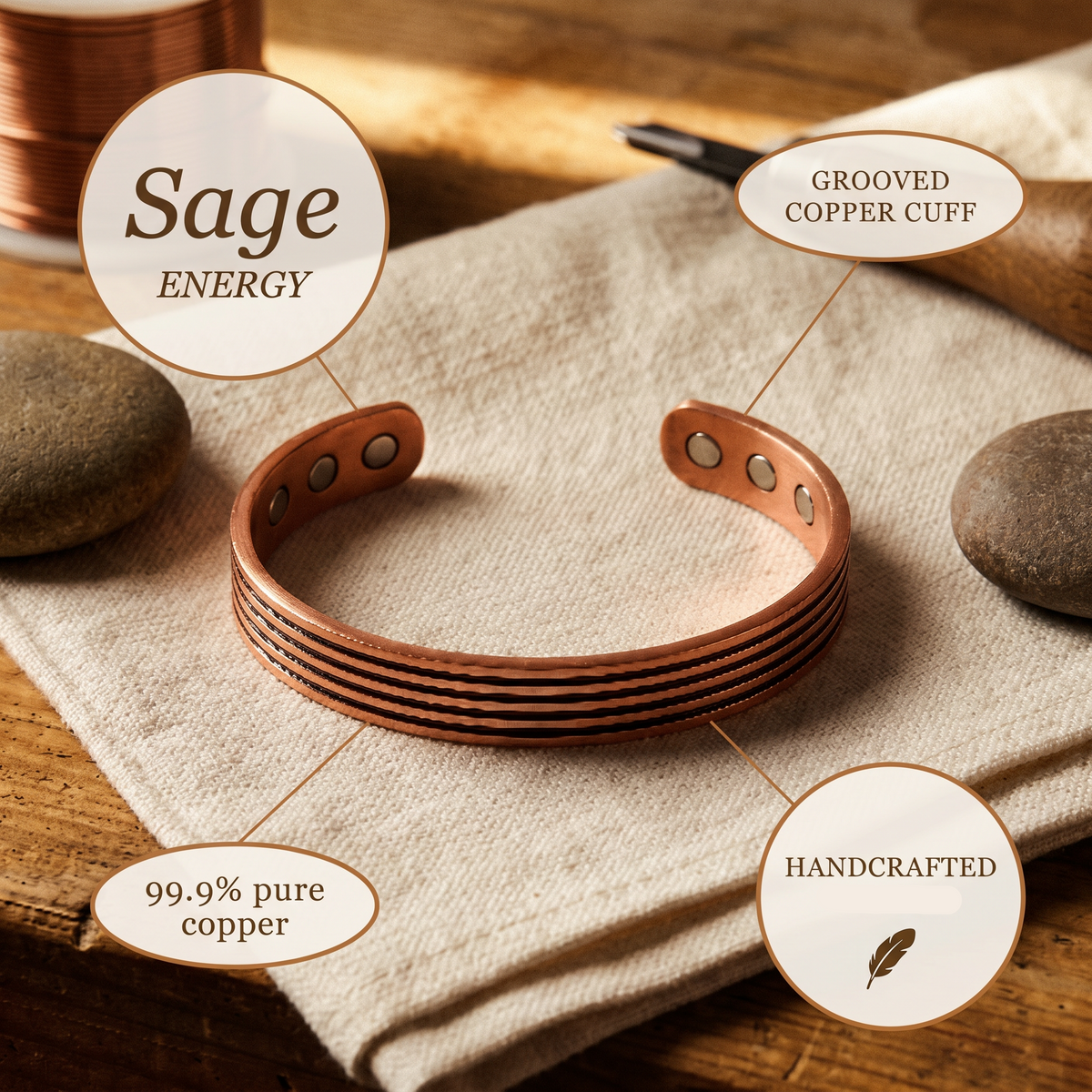 Gina's Sage Copper Bracelet