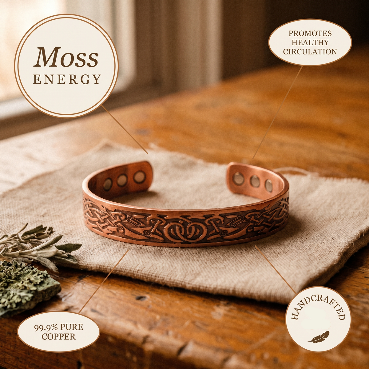 Gina's Moss Copper Bracelet