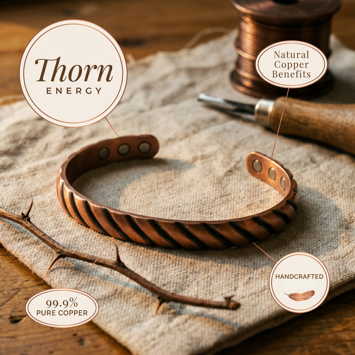 Gina's Thorn Copper Bracelet